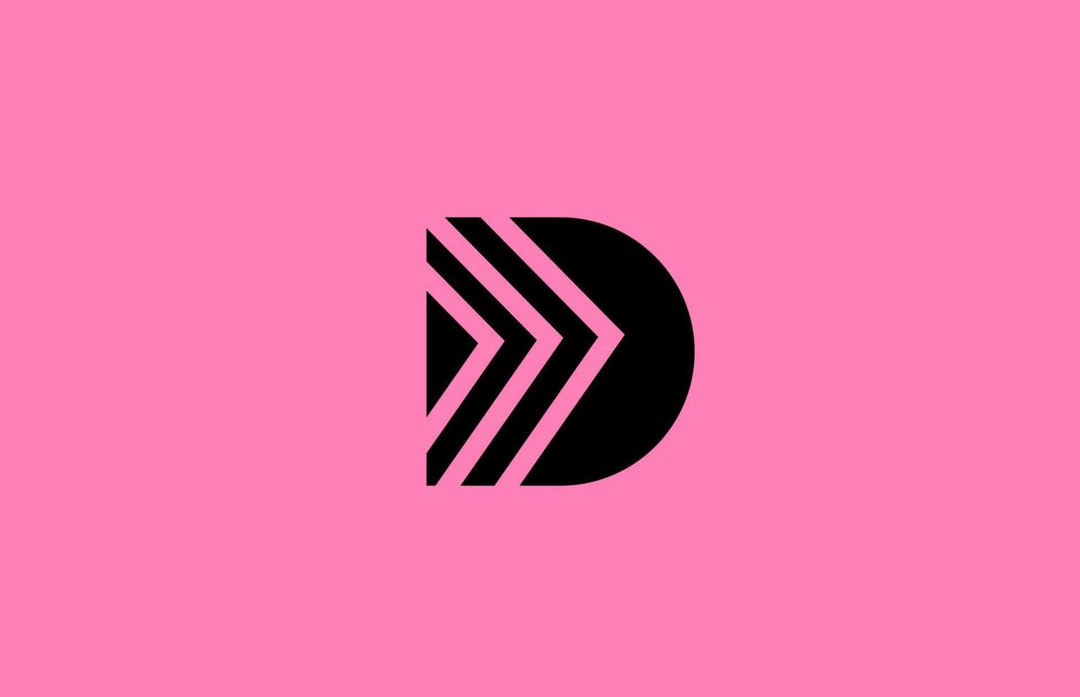 pink black D alphabet letter logo icon design with geometric lines. Creative template for company and business vector