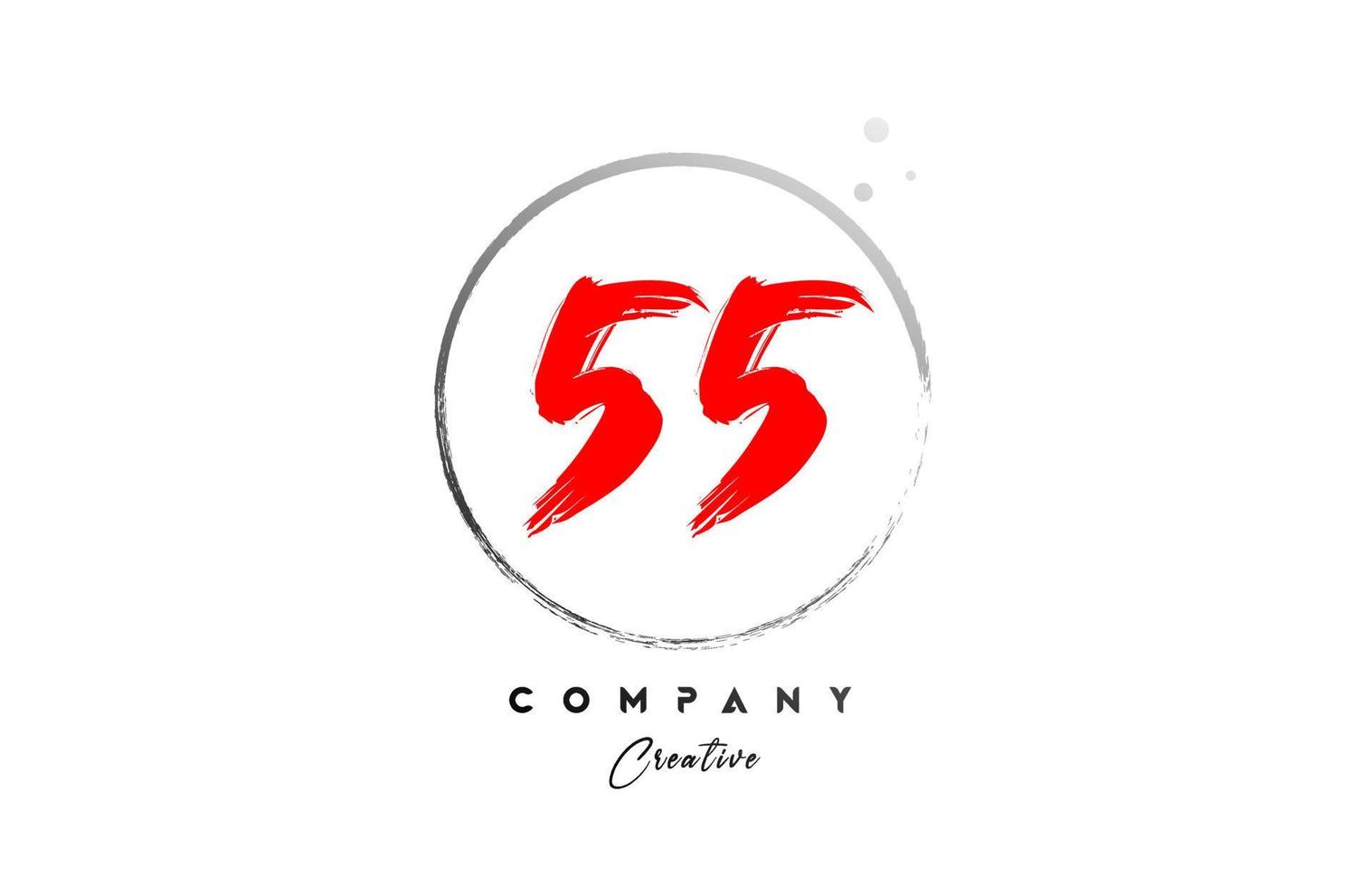 red grey 55 number letter logo icon design with dots and circle. Grunge creative gradient for business and company vector