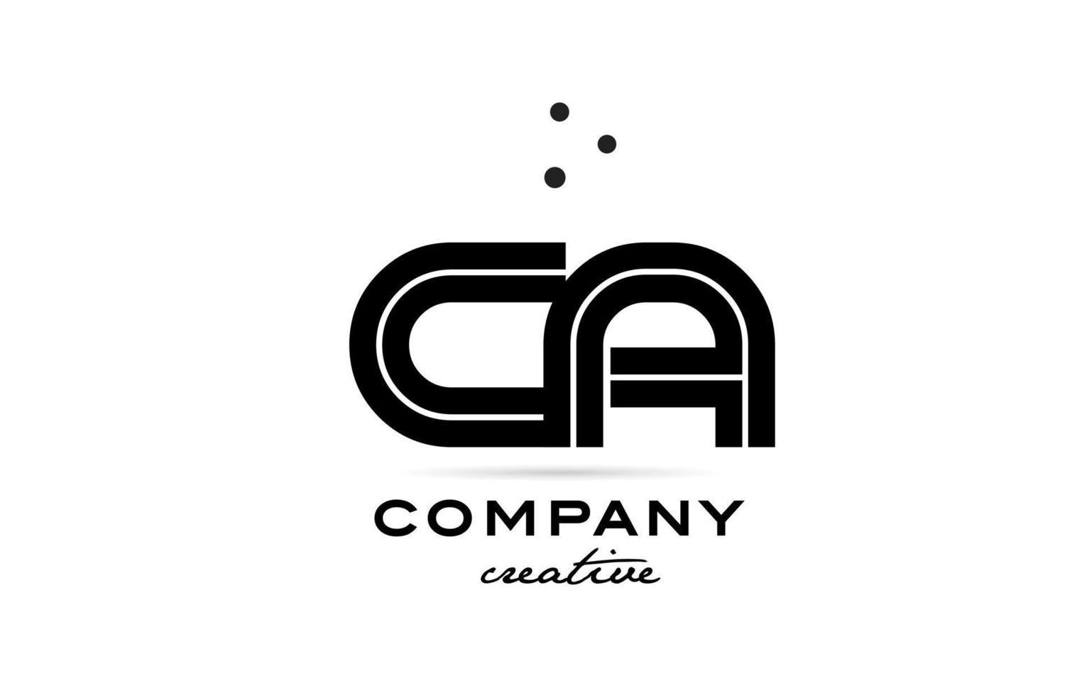 CA black and white combination alphabet bold letter logo with dots. Joined creative template design for company and business vector