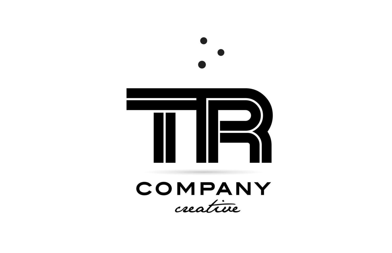 tr negro y blanco combinación alfabeto negrita letra logo con puntos unido modelo diseño para negocio y empresa vector