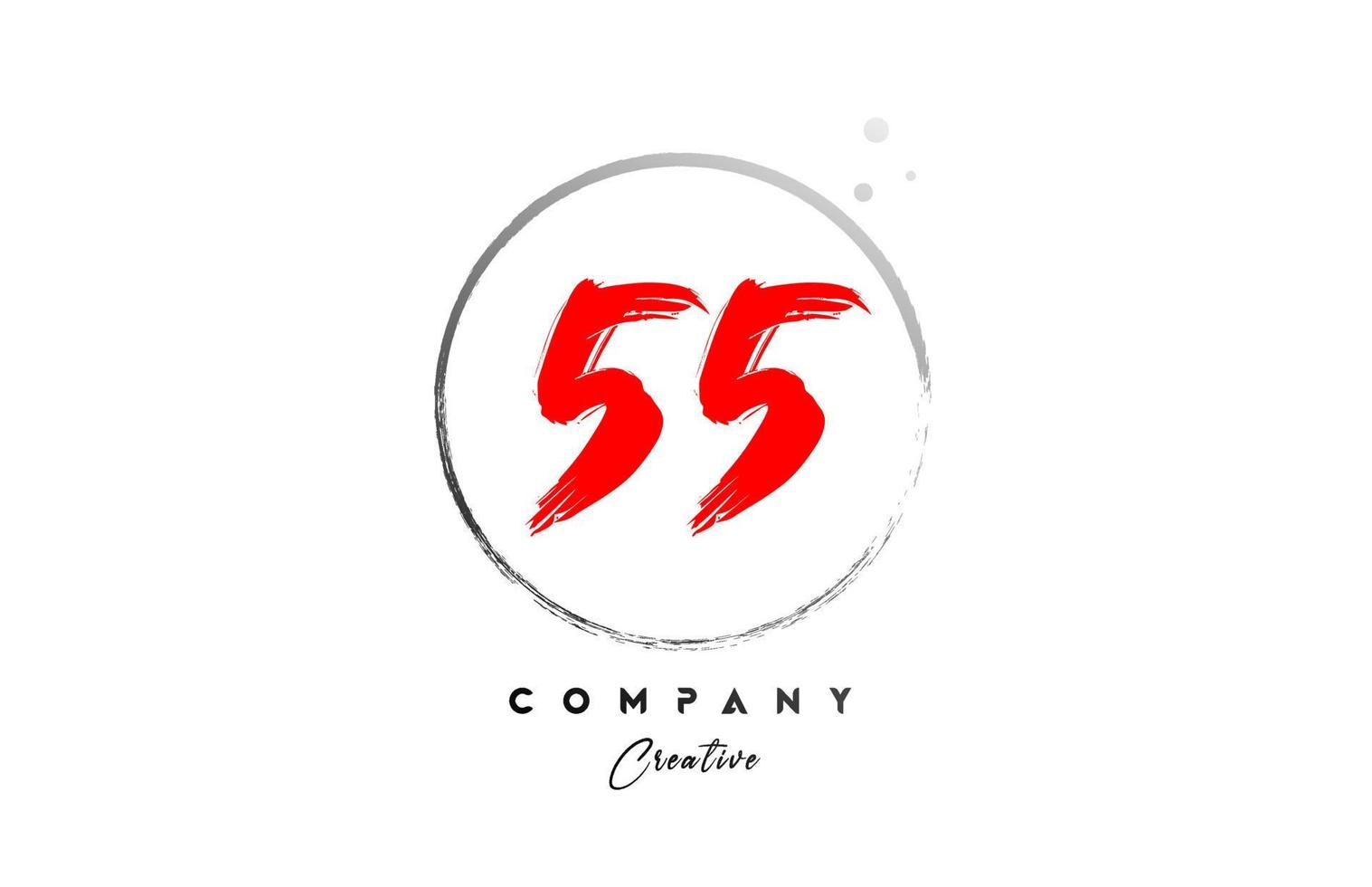 red grey 55 number letter logo icon design with dots and circle. Grunge creative gradient for business and company vector