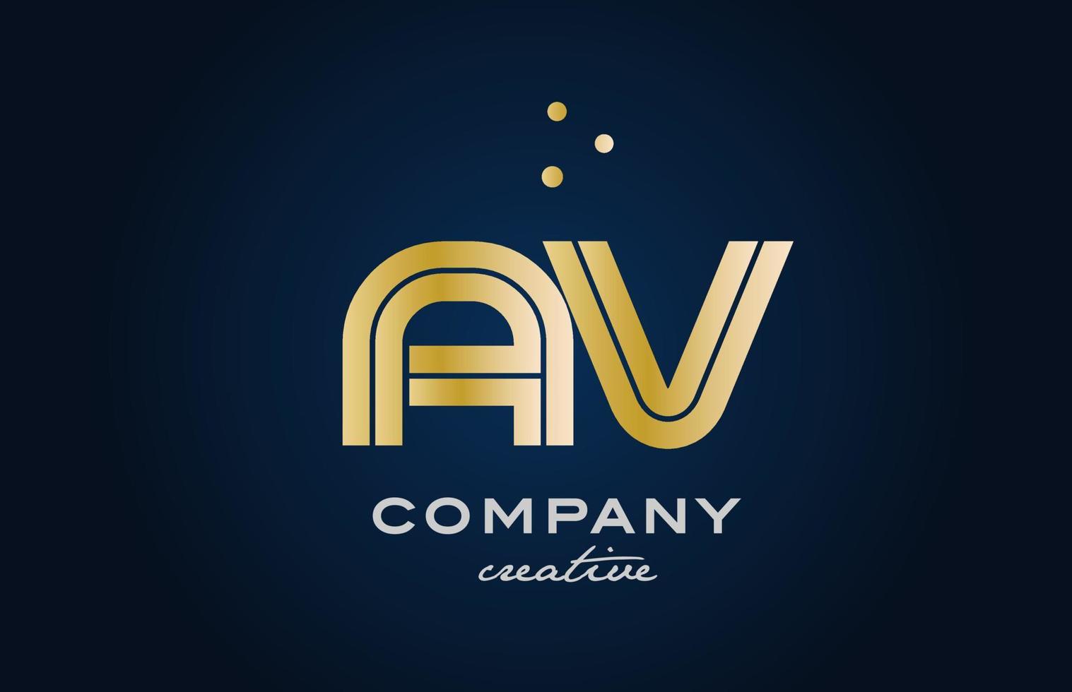 gold golden AV combination alphabet bold letter logo with dots. Joined creative template design for company and business vector