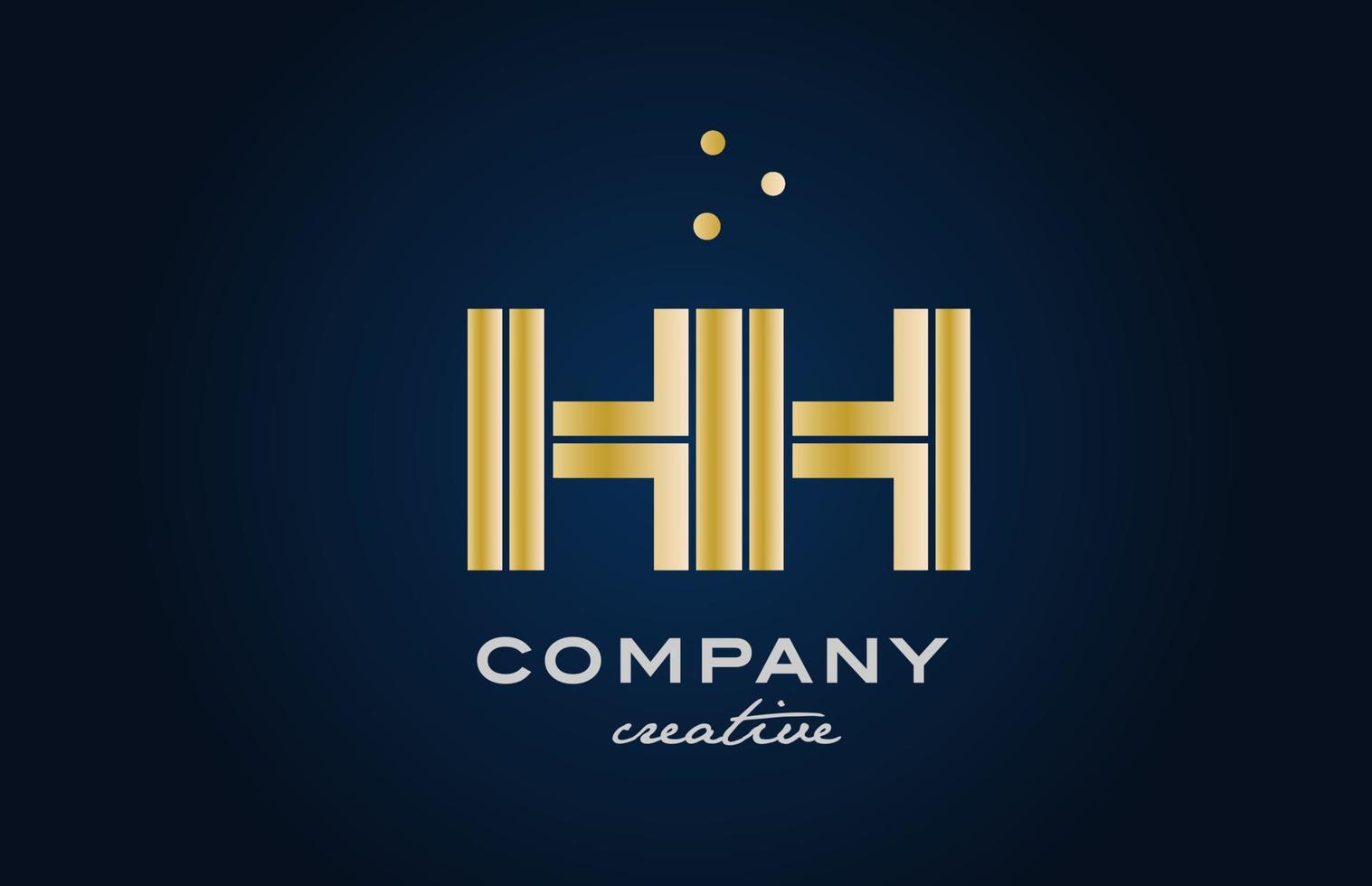 gold golden HH combination alphabet bold letter logo with dots. Joined creative template design for company and business vector