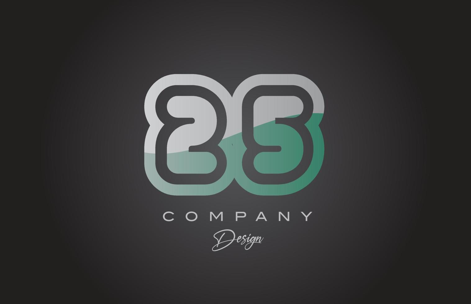 25 green grey number logo icon design. Creative template for company and business vector