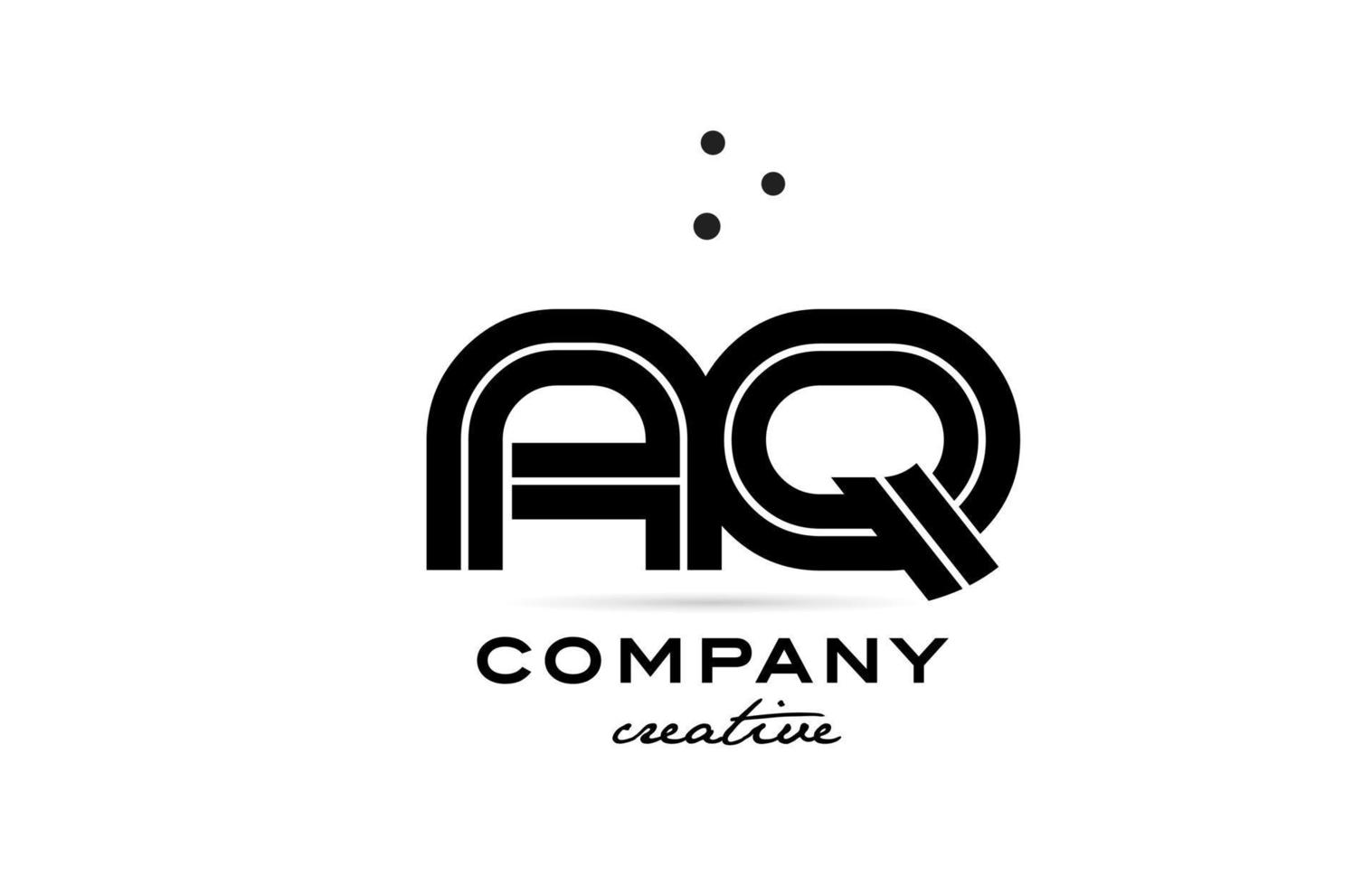 AQ black and white combination alphabet bold letter logo with dots. Joined creative template design for company and business vector