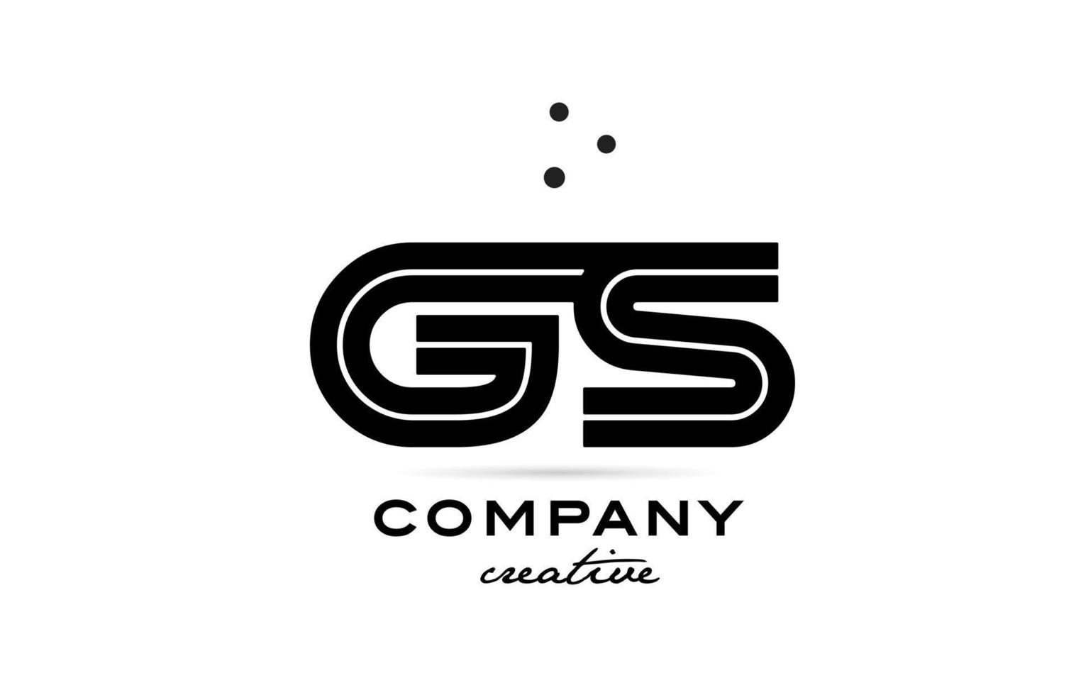 GS black and white combination alphabet bold letter logo with dots. Joined template design for business and company vector