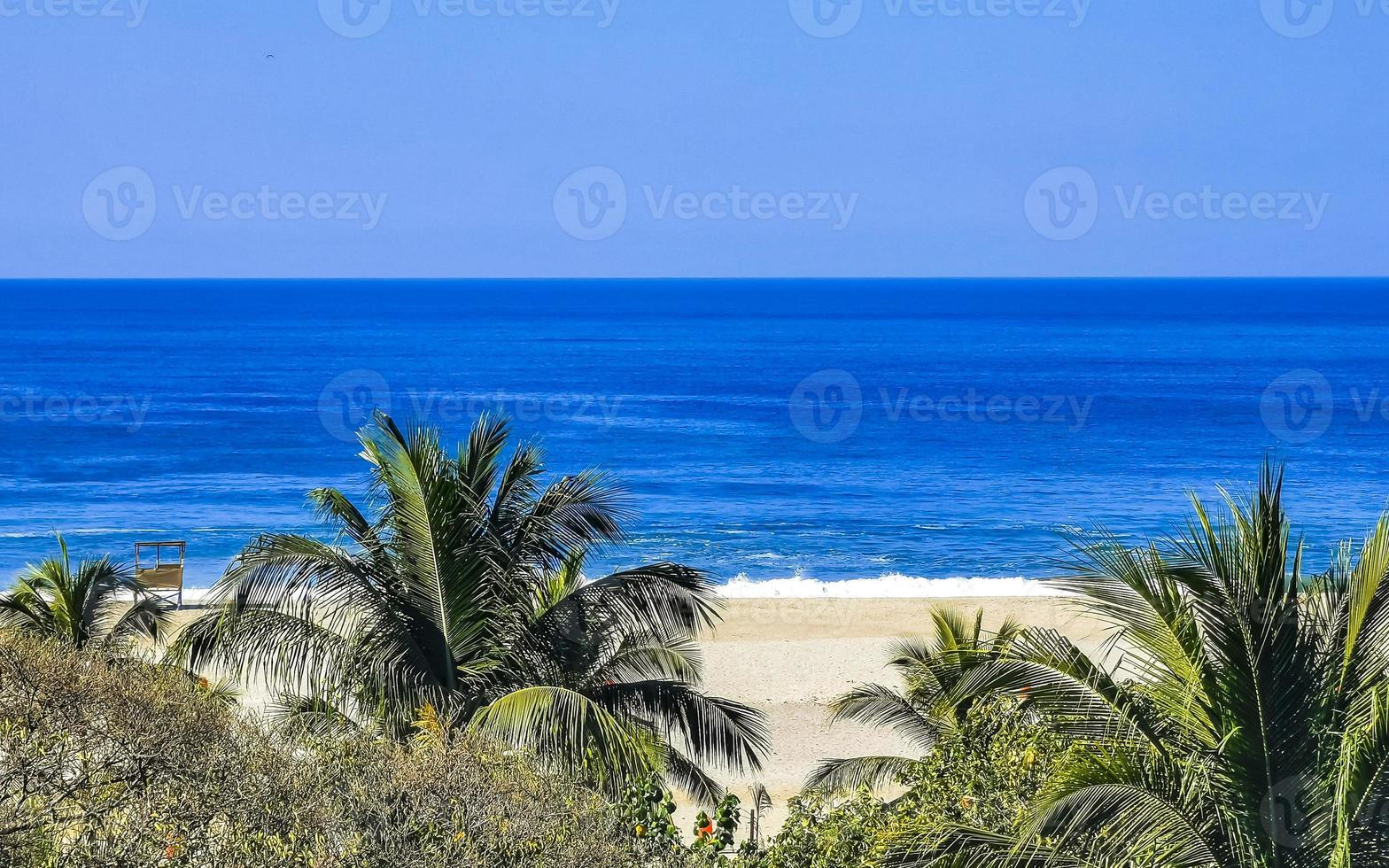 Beautiful city seascape landscape natural panorama view Puerto Escondido Mexico. photo