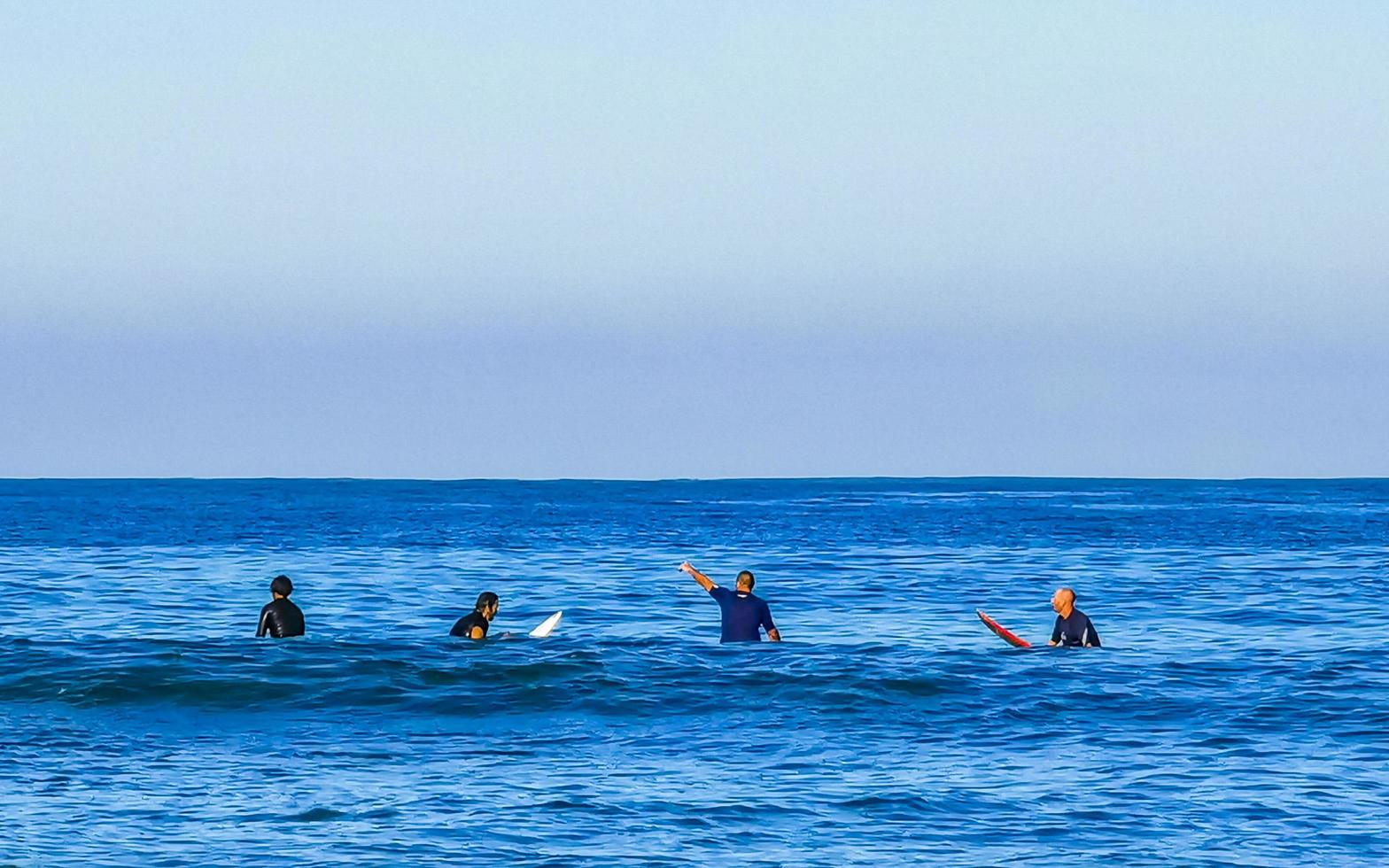 Puerto Escondido Oaxaca Mexico 2023 Surfer surfing on surfboard on high waves in Puerto Escondido Mexico. photo