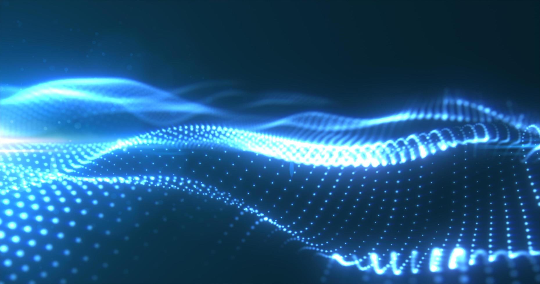 Abstract blue glowing waves from particles and dots energy magical futuristic hi-tech, abstract background photo