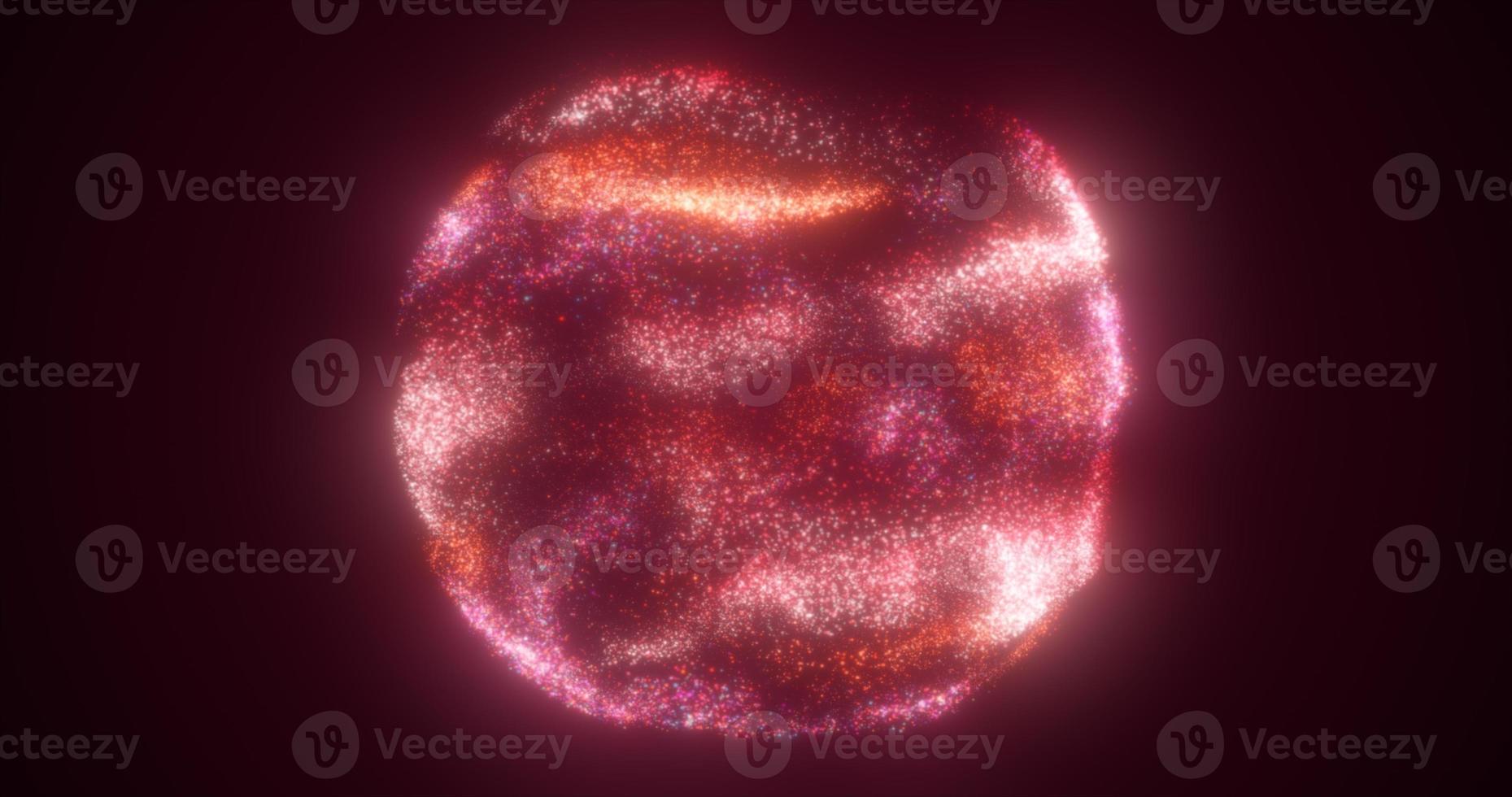 Abstract sphere ball of red glowing bright flying energy particles and dots abstract background photo
