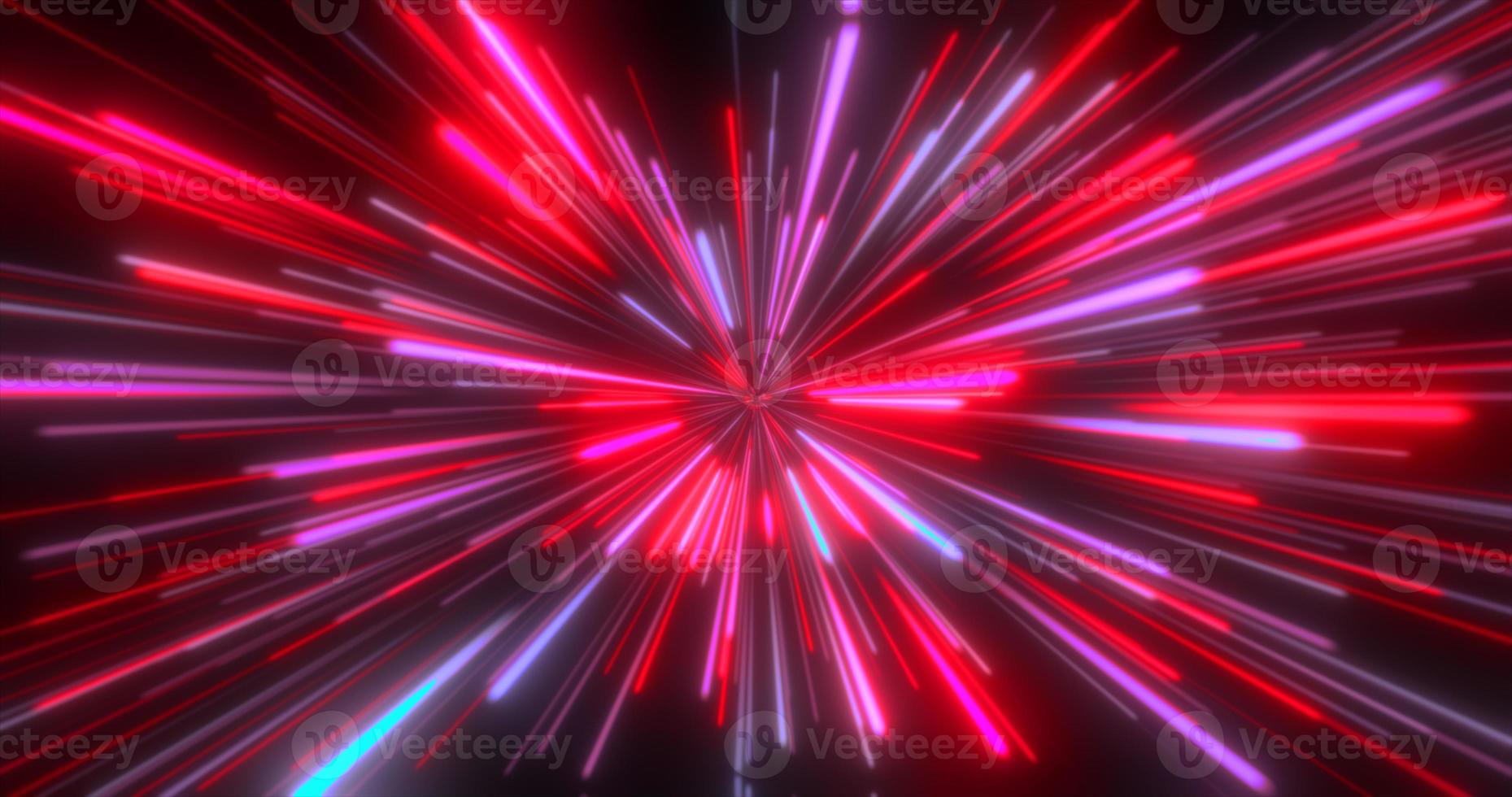 Abstract tunnel of multicolored red glowing bright neon laser energy beams lines abstract background photo