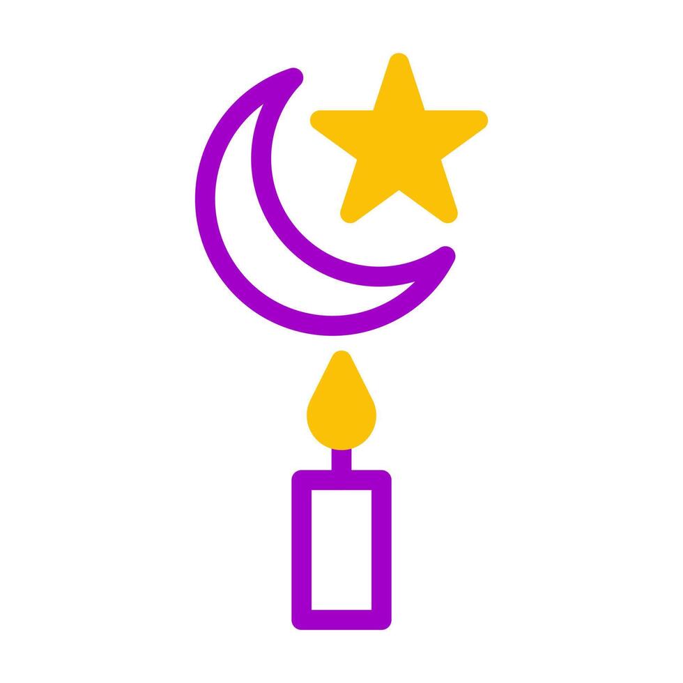 candle icon duotone purple yellow style ramadan illustration vector element and symbol perfect.