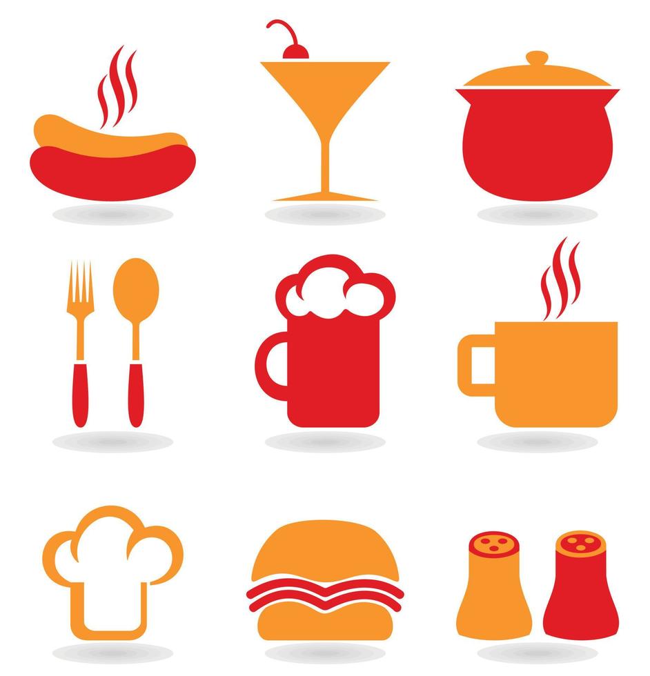 Set of icons of food. A vector illustration