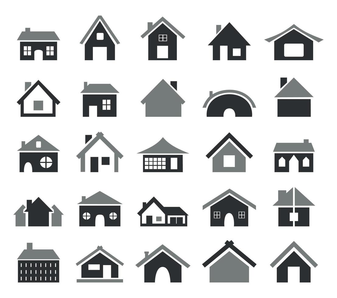 Set of icons of houses for web design vector