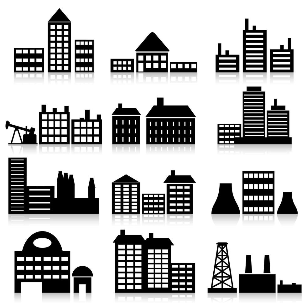 Set of icons of houses. A vector illustration