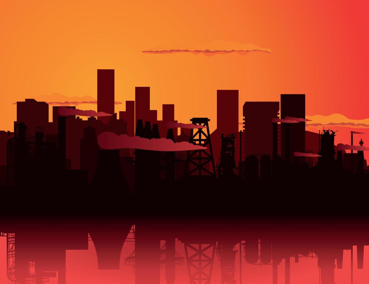 Factory silhouette on a decline. A vector illustration