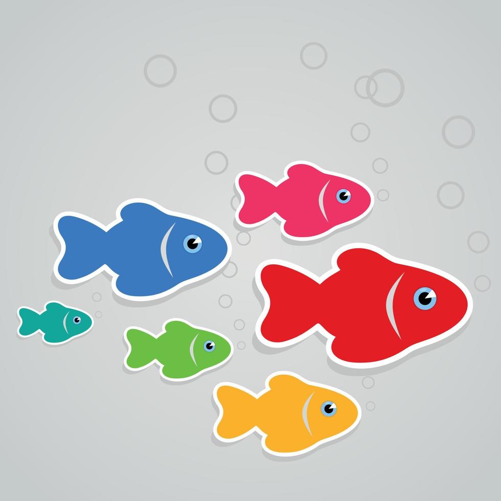 Blue sea background with fishes. A vector illustration