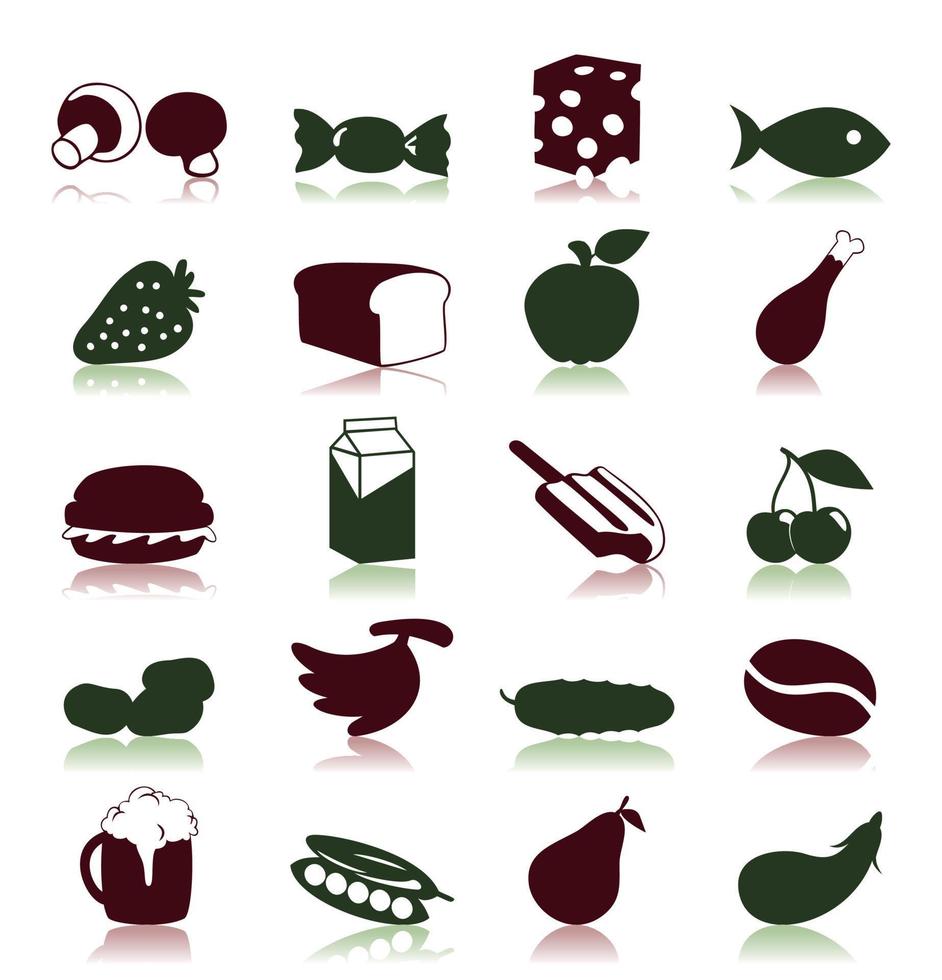 Set of icons of food. A vector illustration