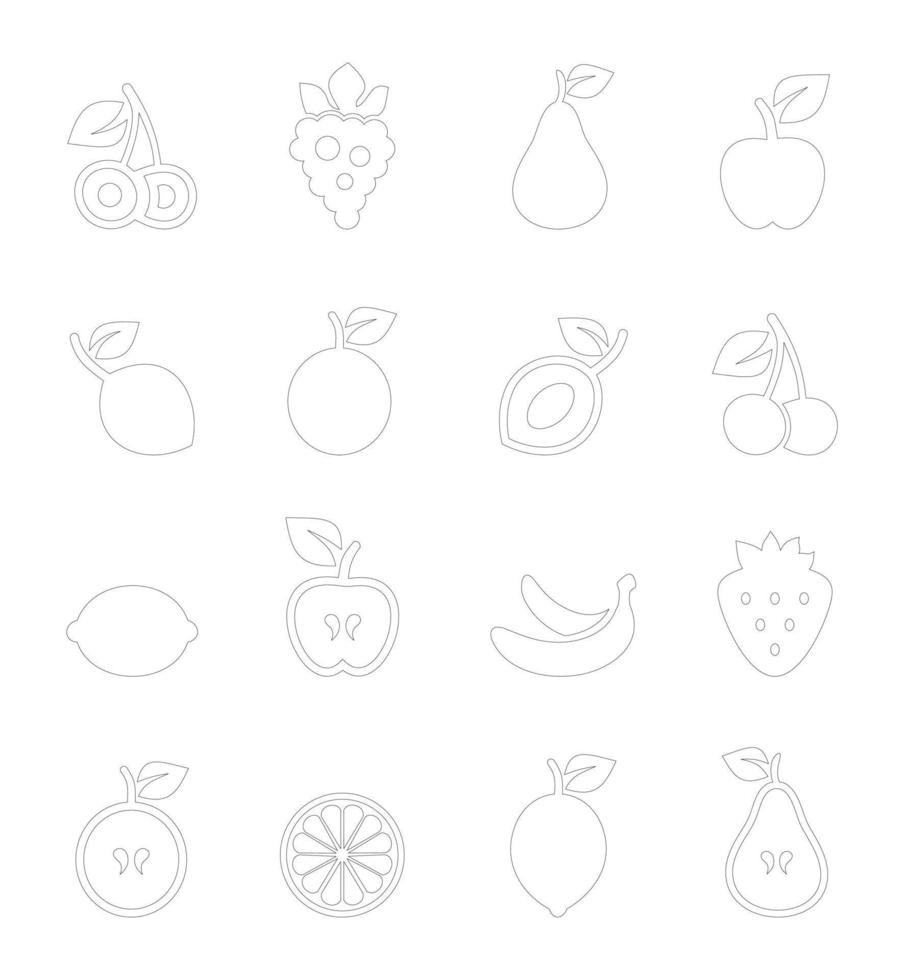 Set of icons of food. A vector illustration