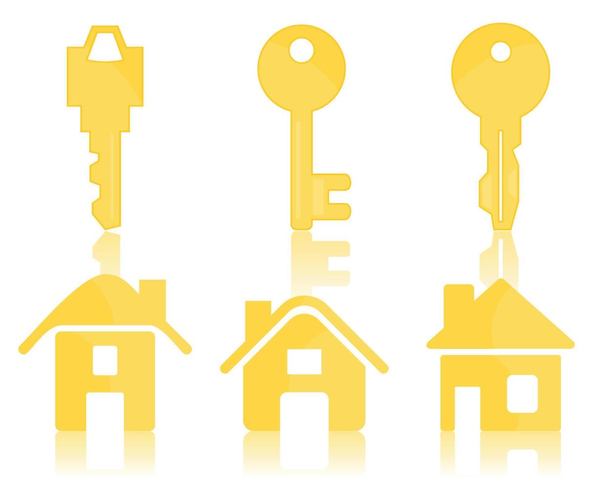conjunto de íconos de llaves y casas un vector ilustración