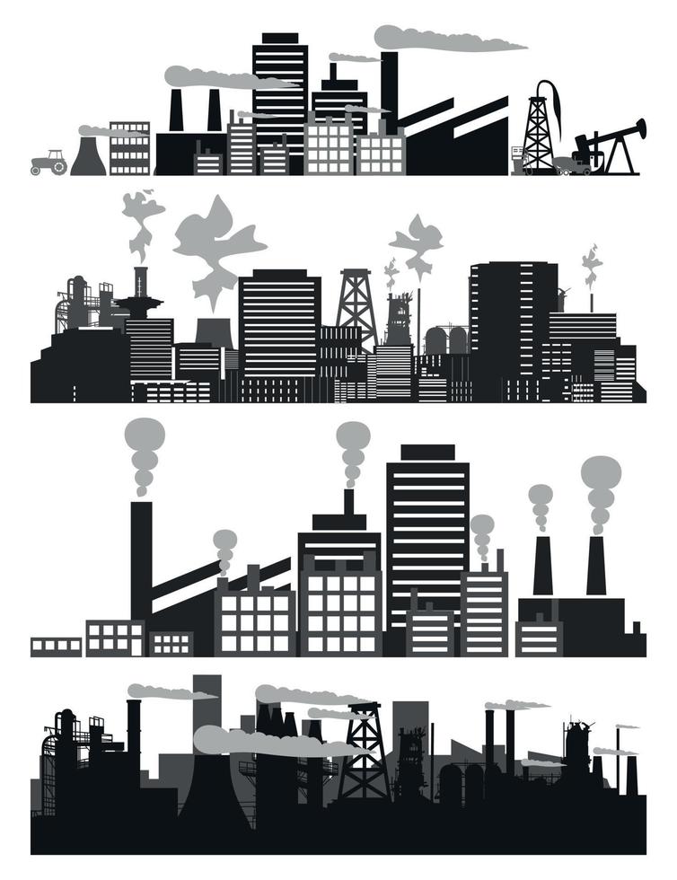 Set of factories and factories. A vector illustration