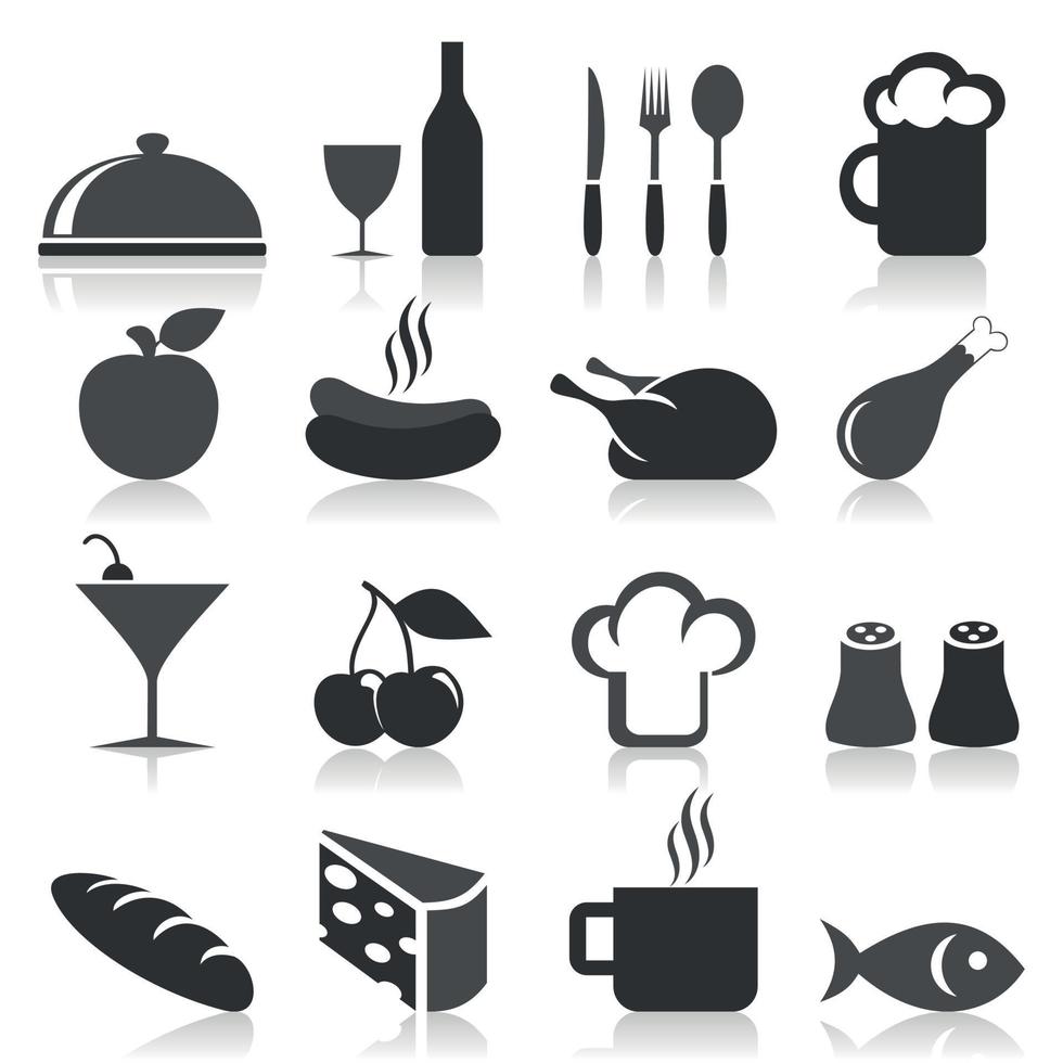 Set of icons of food. A vector illustration