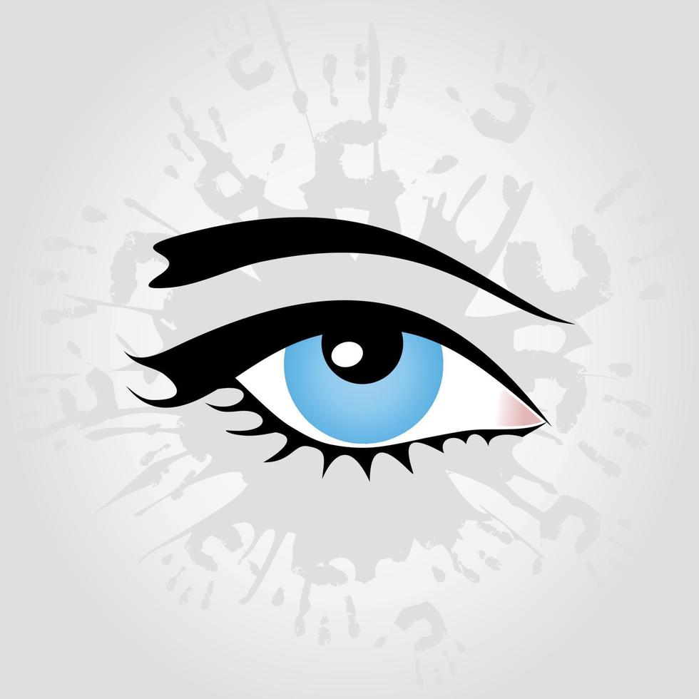 The blue eye looks upwards. A vector illustration