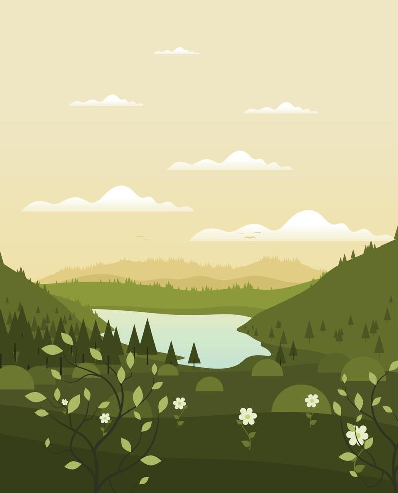 Summer in a pine forest. Vector illustration