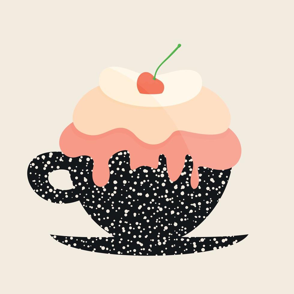 taza con postre. vector ilustración