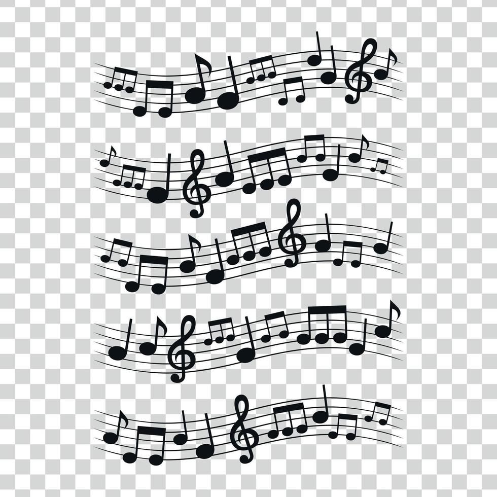 Set of icons of musical notes for design vector