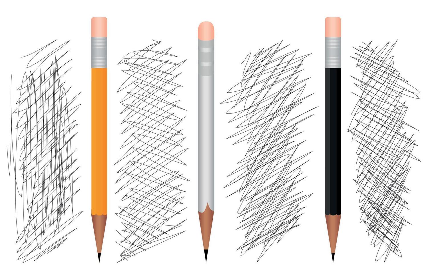 lápiz bocetos por mano de diferente diseño. vector