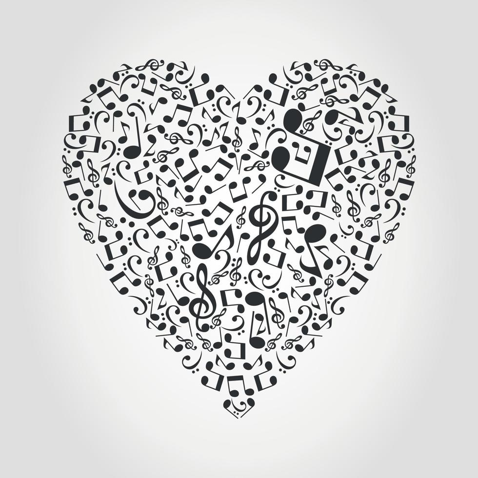 Heart collected from musical notes vector