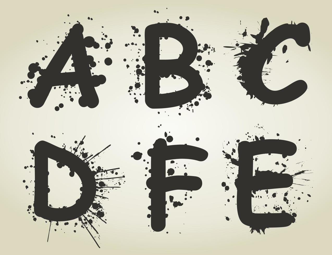 The alphabet from letters of blots. A vector illustration