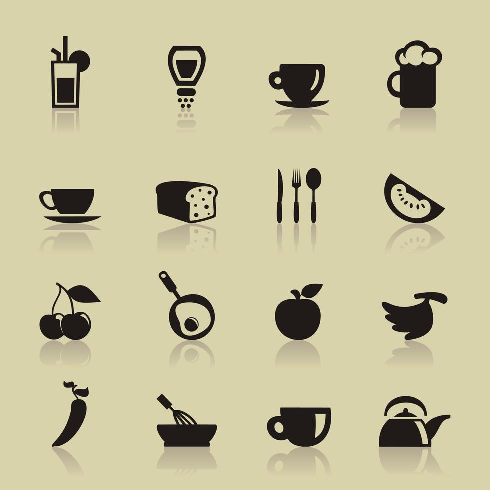 Set of icons of food. A vector illustration