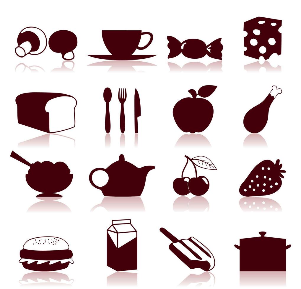 Set of icons of food. A vector illustration