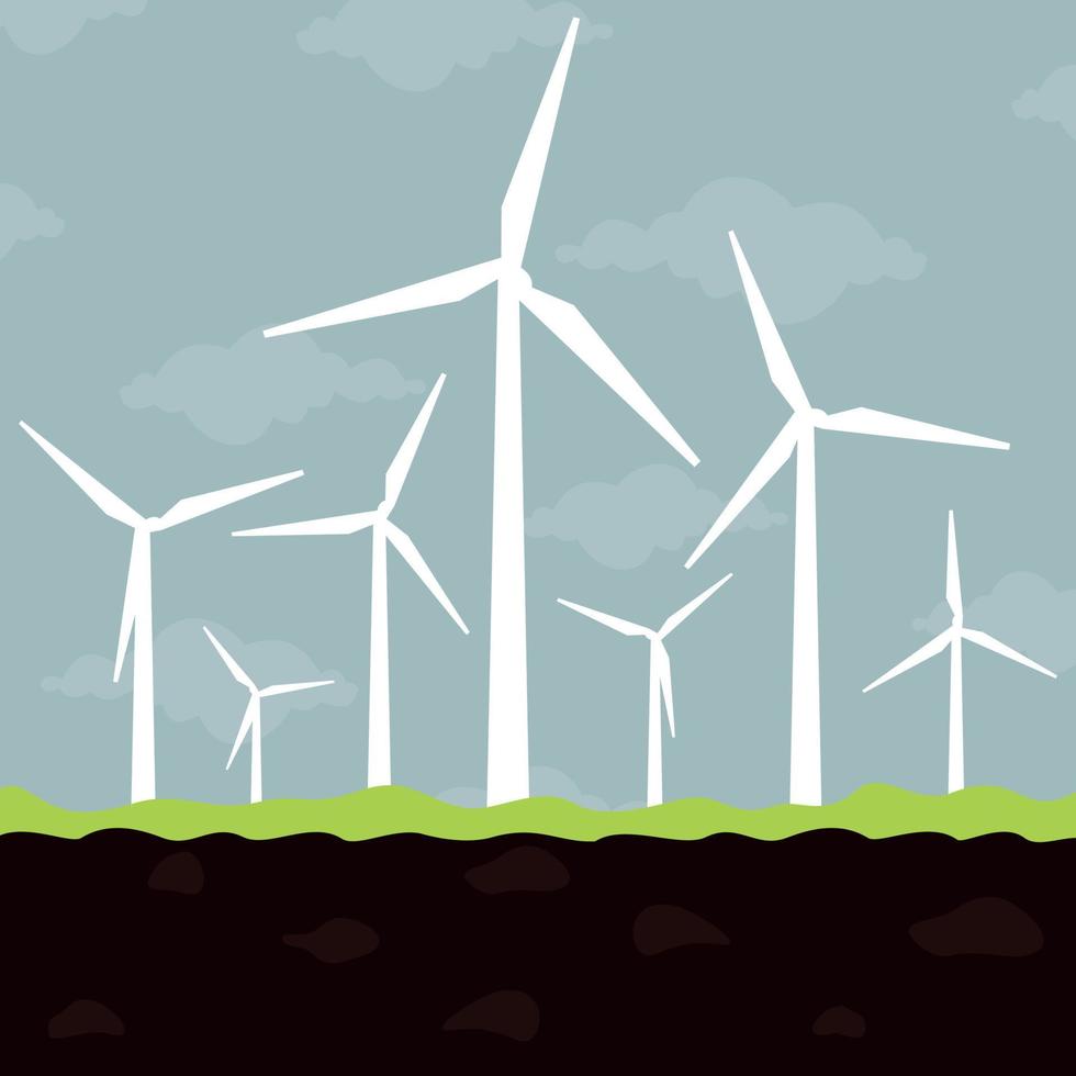 Ecologically a wind net energy. A vector illustration