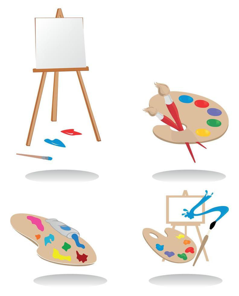 Set of icons for the artist. A vector illustration