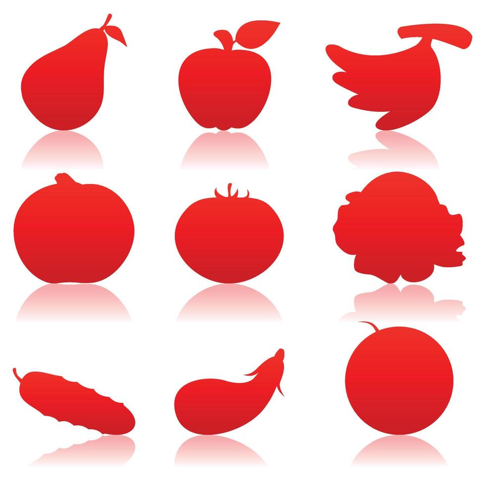 Set of icons of fruit. A vector illustration