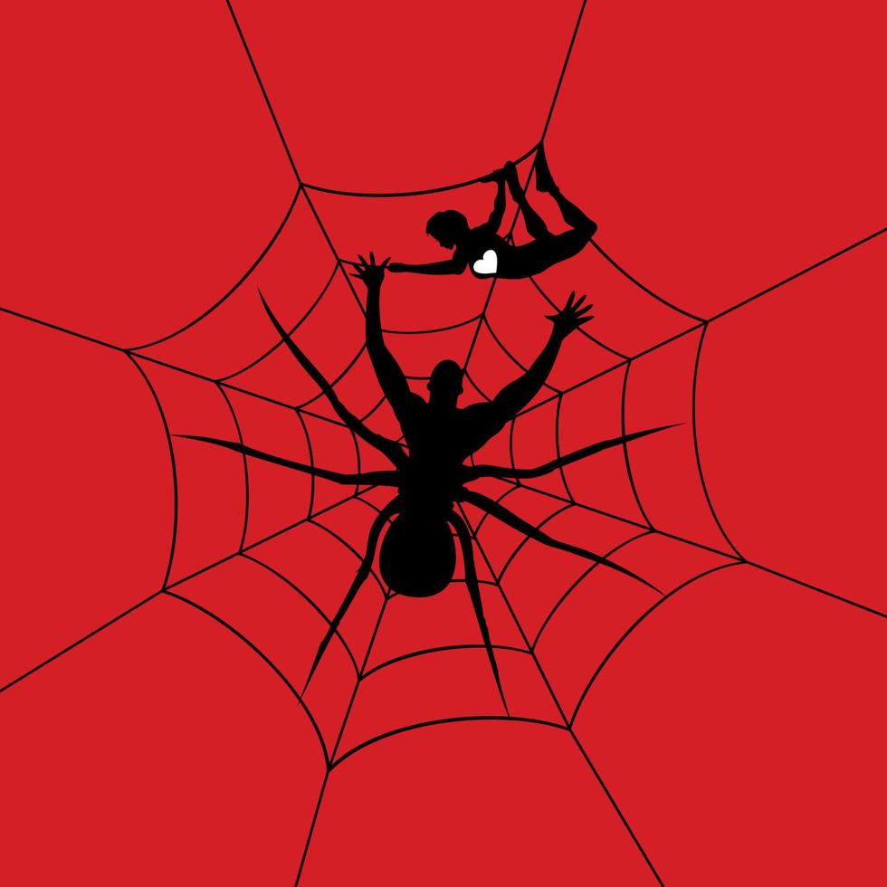 The man a spider has caught the girl. A vector illustration