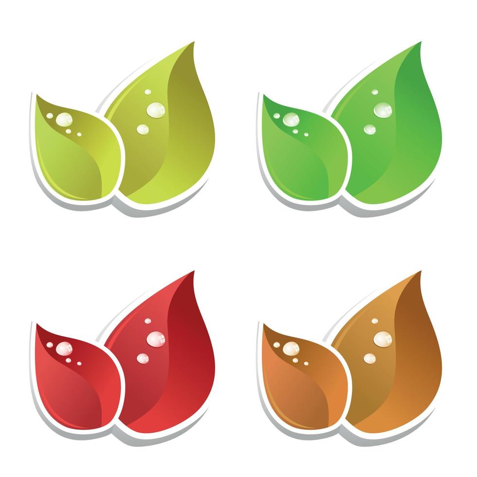 Set of icons on the theme of leaves. Vector illustration