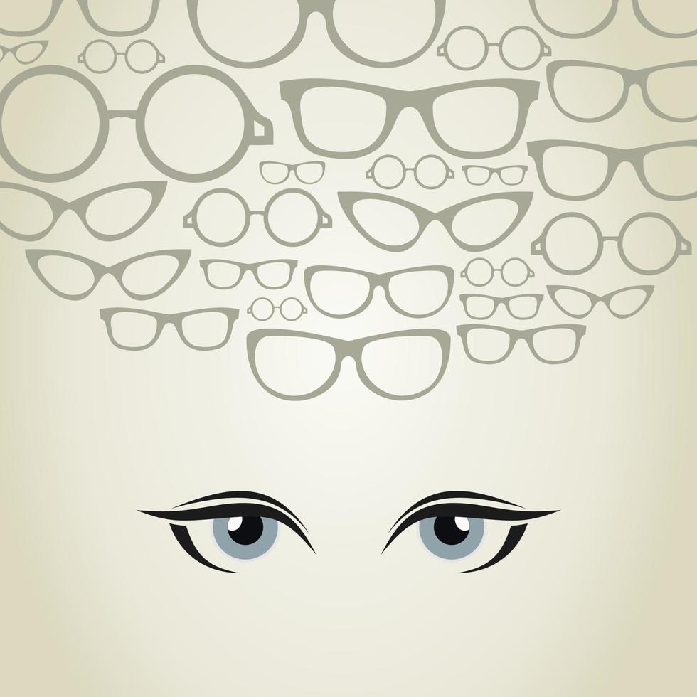 The blue eye looks upwards. A vector illustration