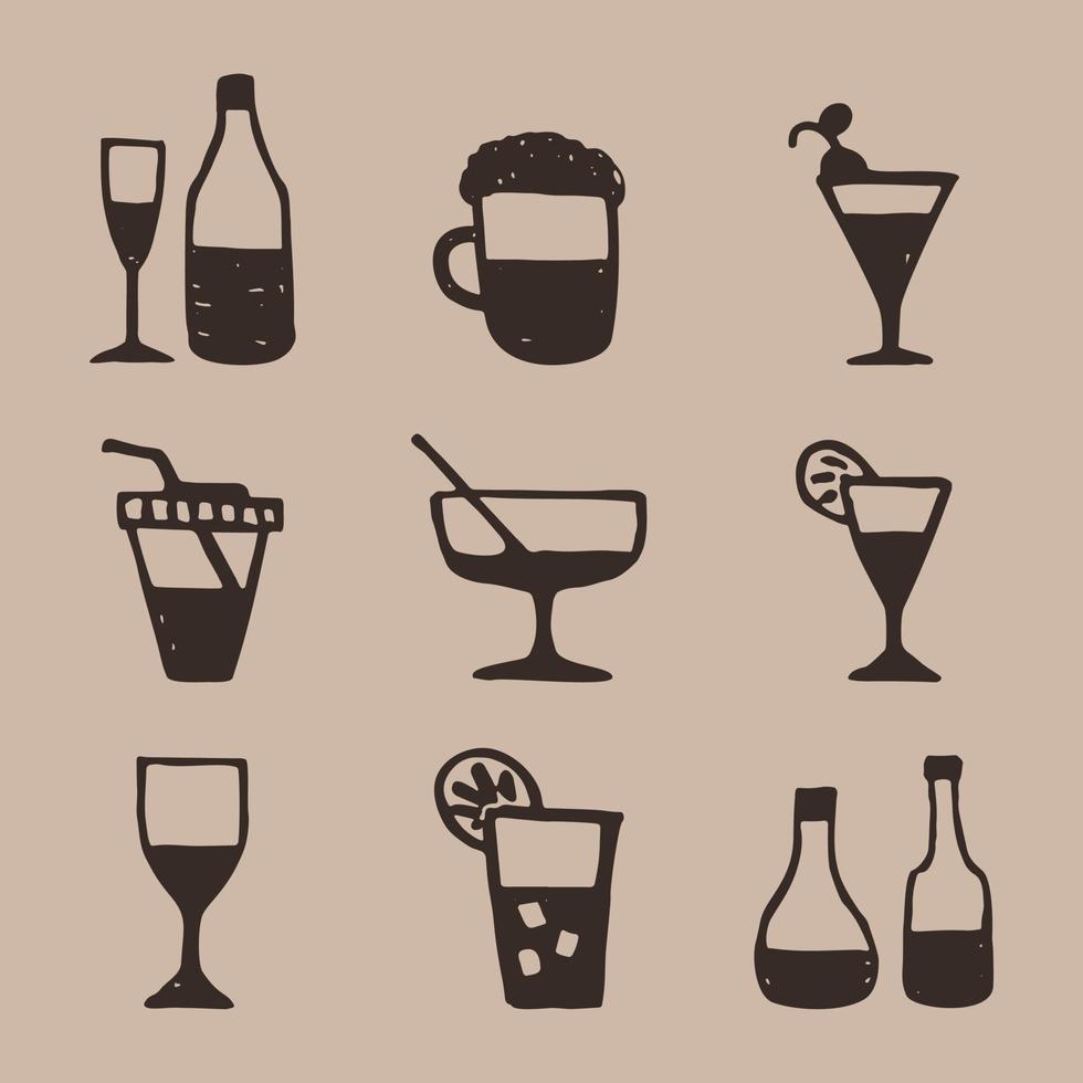 Set of icons of food. A vector illustration