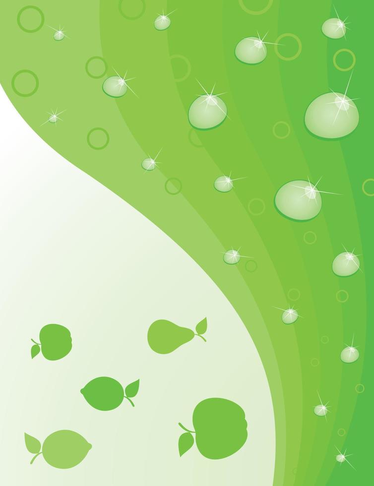 Fruit green background with water drops. A vector illustration