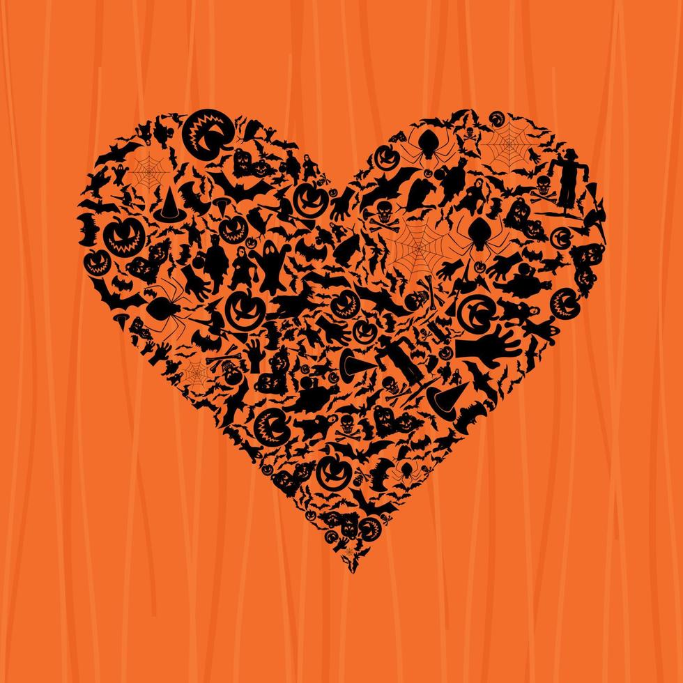 Heart on theme Halloween. A vector illustration