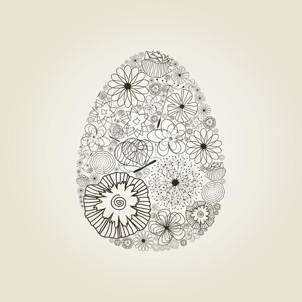 Easter egg from a flowers. A vector illustration
