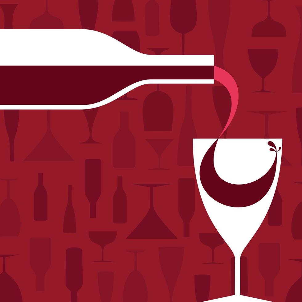 vino botella en un rojo antecedentes. un vector ilustración