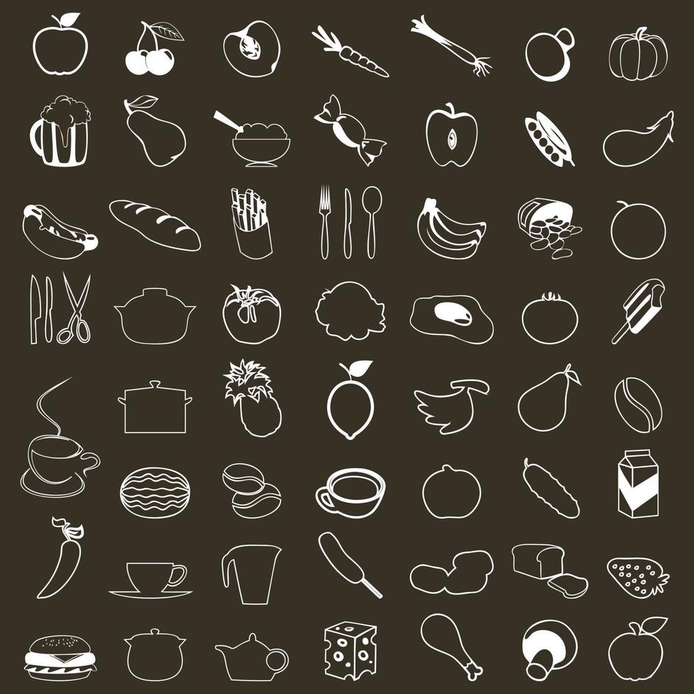 Set of icons of food. A vector illustration