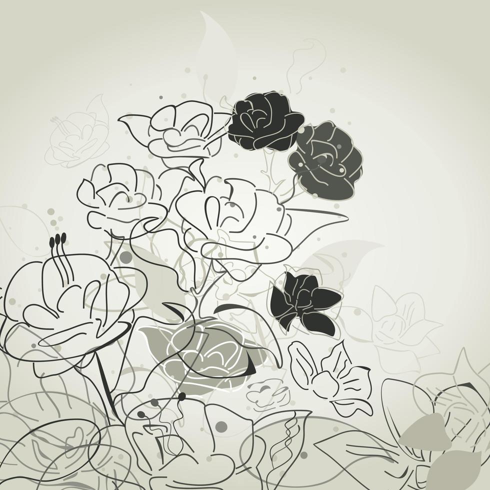 Background from plants and a flower. A vector illustration