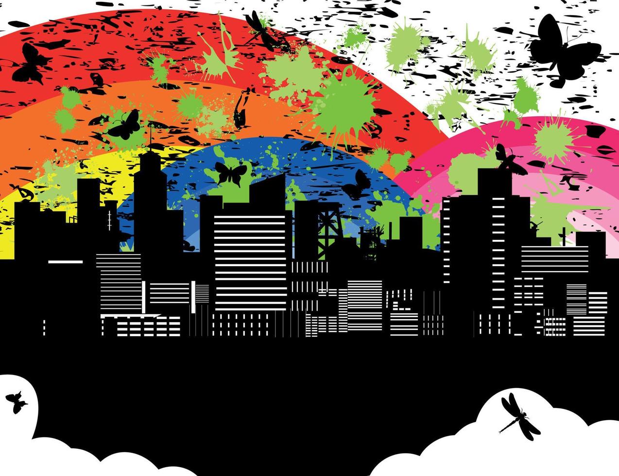 The city in the forest. Vector illustration