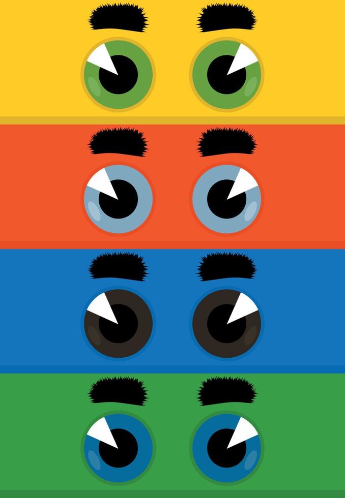 The blue eye looks upwards. A vector illustration
